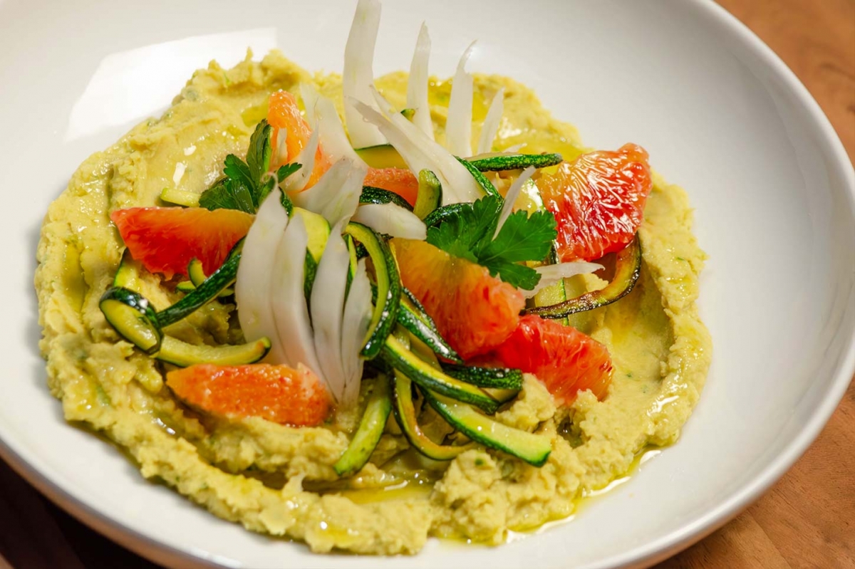 Hummus Siciliano con Arancia Rossa di Sicilia IGP e Zucchine