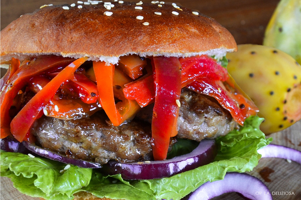 Burger con bucce di Fichi d&#039;India caramellate